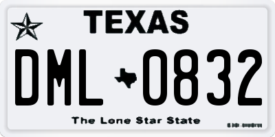TX license plate DML0832