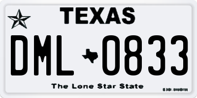 TX license plate DML0833