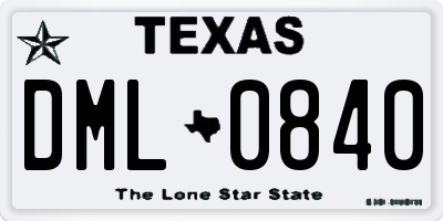 TX license plate DML0840