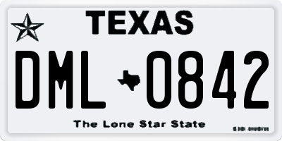 TX license plate DML0842