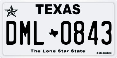 TX license plate DML0843
