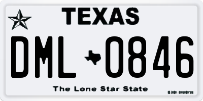 TX license plate DML0846