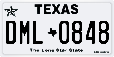 TX license plate DML0848