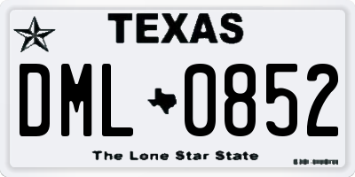 TX license plate DML0852