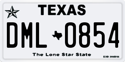 TX license plate DML0854
