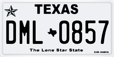 TX license plate DML0857