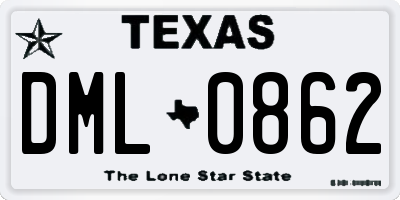 TX license plate DML0862