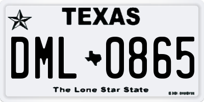 TX license plate DML0865