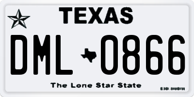 TX license plate DML0866