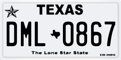 TX license plate DML0867
