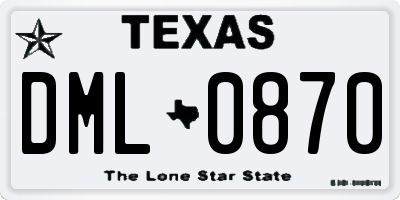 TX license plate DML0870