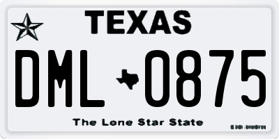 TX license plate DML0875