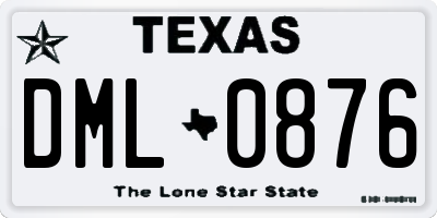 TX license plate DML0876