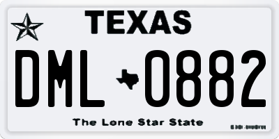 TX license plate DML0882
