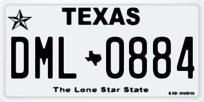 TX license plate DML0884