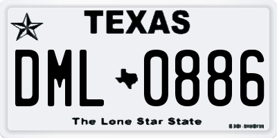 TX license plate DML0886