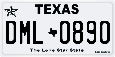 TX license plate DML0890