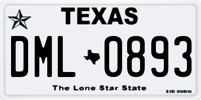 TX license plate DML0893
