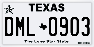 TX license plate DML0903