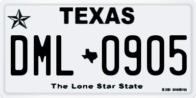 TX license plate DML0905