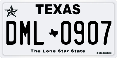 TX license plate DML0907