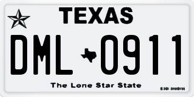 TX license plate DML0911