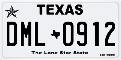 TX license plate DML0912
