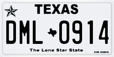 TX license plate DML0914