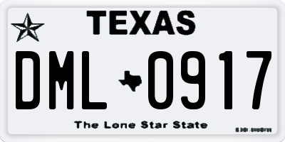TX license plate DML0917