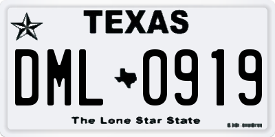 TX license plate DML0919