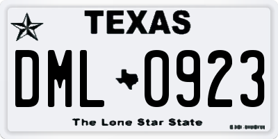 TX license plate DML0923
