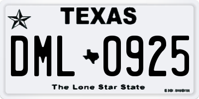 TX license plate DML0925