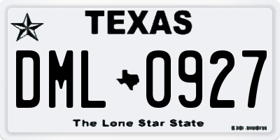 TX license plate DML0927
