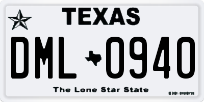 TX license plate DML0940