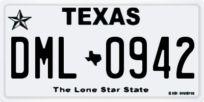 TX license plate DML0942