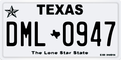 TX license plate DML0947