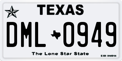 TX license plate DML0949
