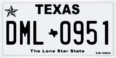 TX license plate DML0951