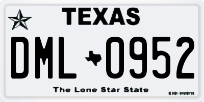 TX license plate DML0952
