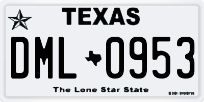 TX license plate DML0953