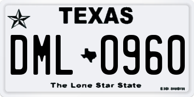 TX license plate DML0960