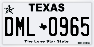 TX license plate DML0965