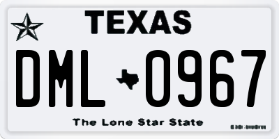 TX license plate DML0967