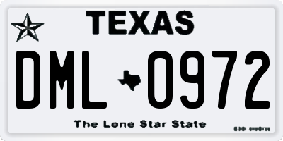 TX license plate DML0972