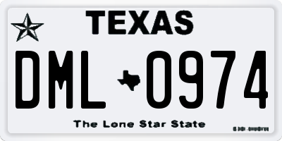 TX license plate DML0974
