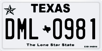 TX license plate DML0981