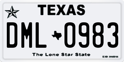 TX license plate DML0983