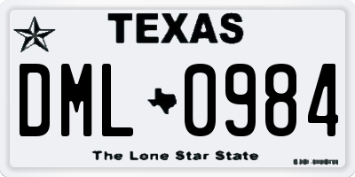 TX license plate DML0984