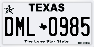 TX license plate DML0985