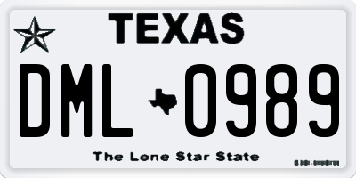 TX license plate DML0989